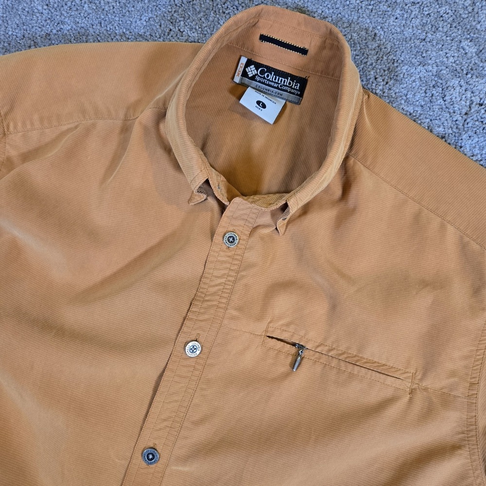 Columbia Shirt Mens Large Burnt Orange Button Up Short Sleeve XCO